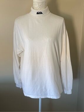 Vintage Quiksilver USA White Ski Snowboard Turtleneck Tee L Y2K